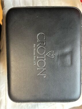 Croton Black Leather Travel Case